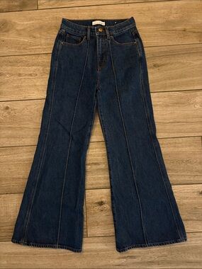 LOFT Dark Indigo Panel-Front Flare Jeans